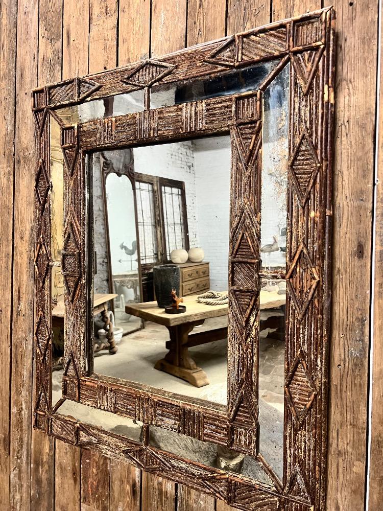 Folk Art wooden mirror, early 20th century 