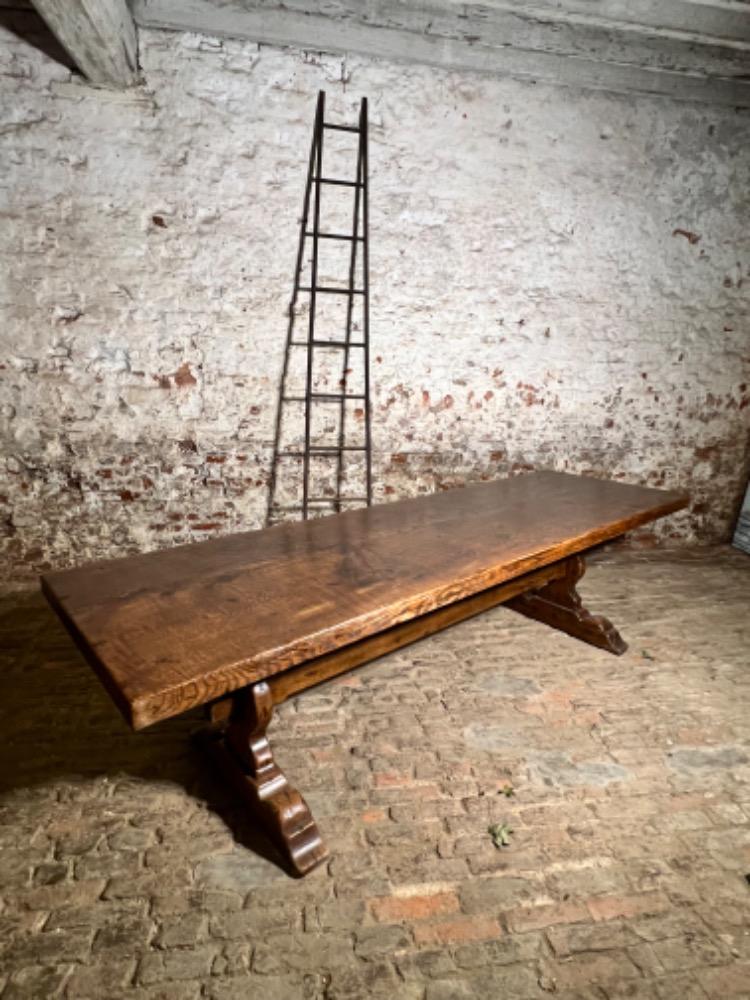 Large community oak table, mid-20th century 