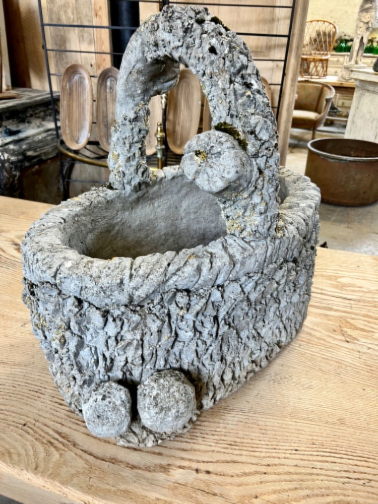 Nice concrete basket “faux bois” circa 1950