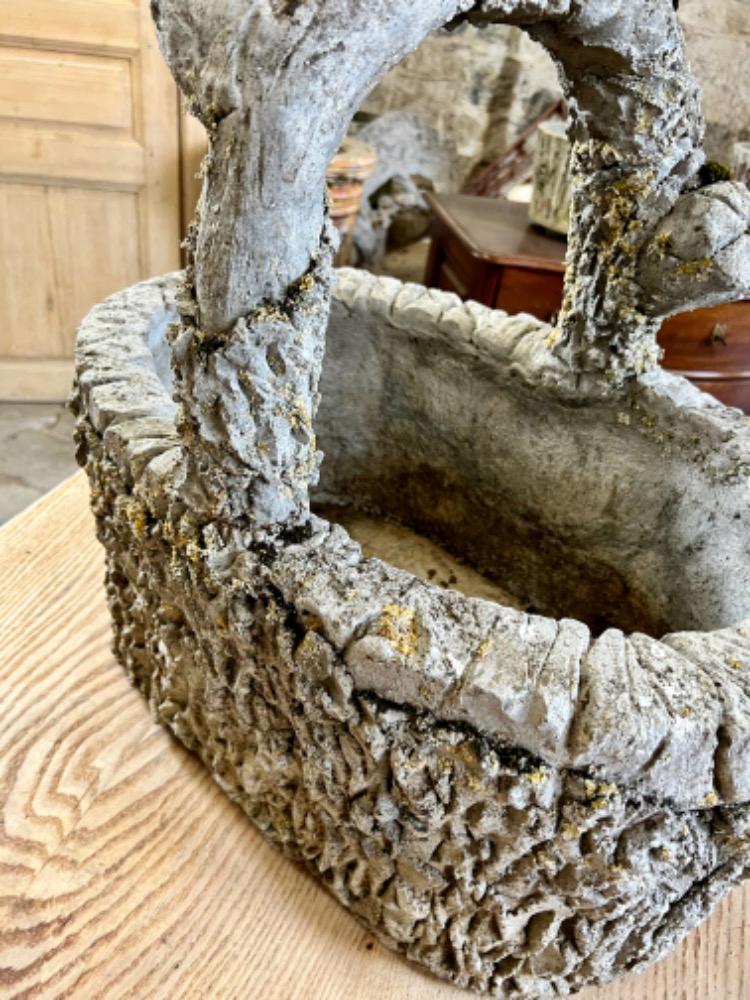 Nice concrete basket “faux bois” circa 1950