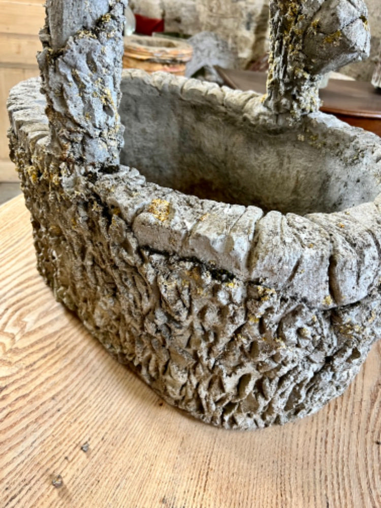 Nice concrete basket “faux bois” circa 1950