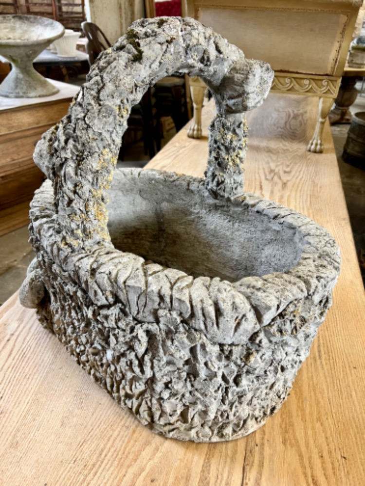 Nice concrete basket “faux bois” circa 1950