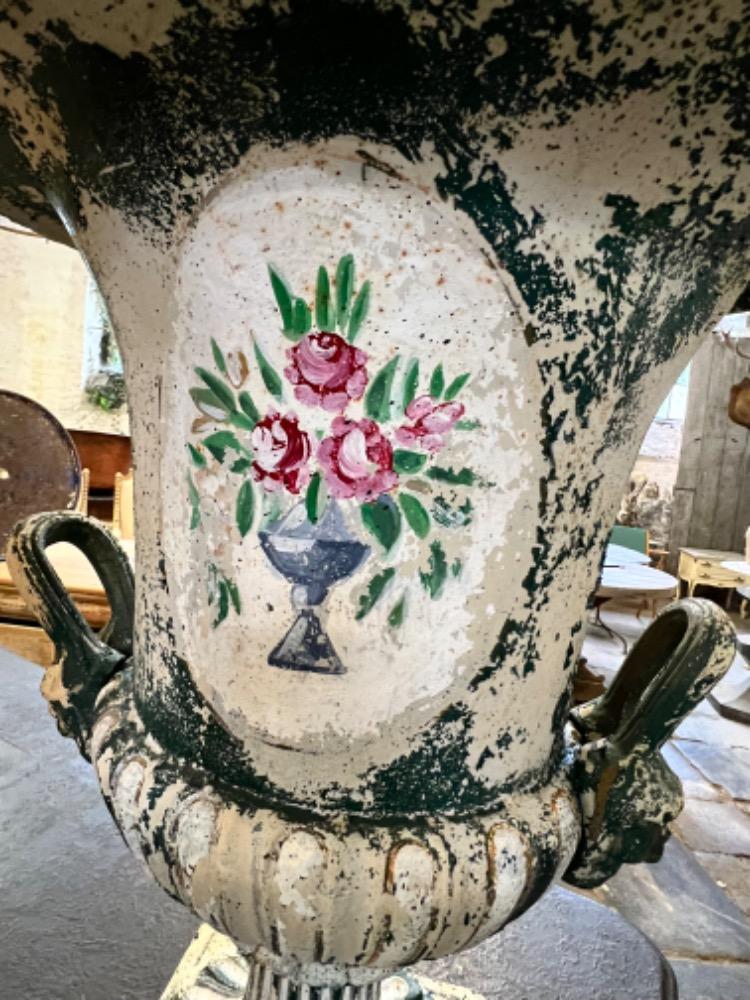 Pair of cast iron garden vases, early 20th century