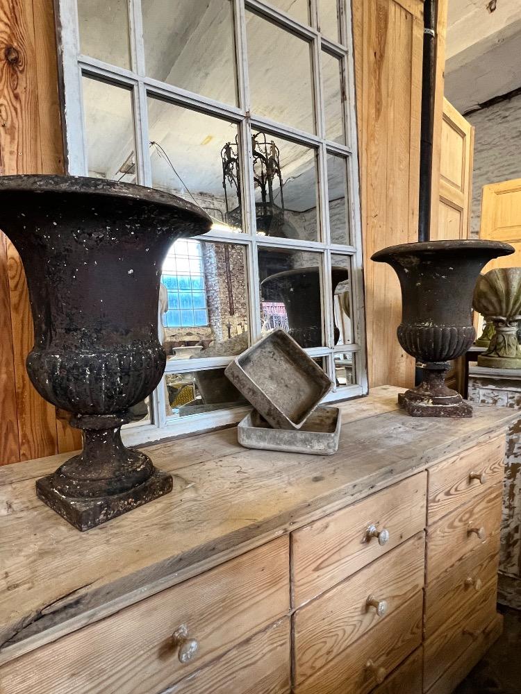 Pair of cast iron vases, 18th century 