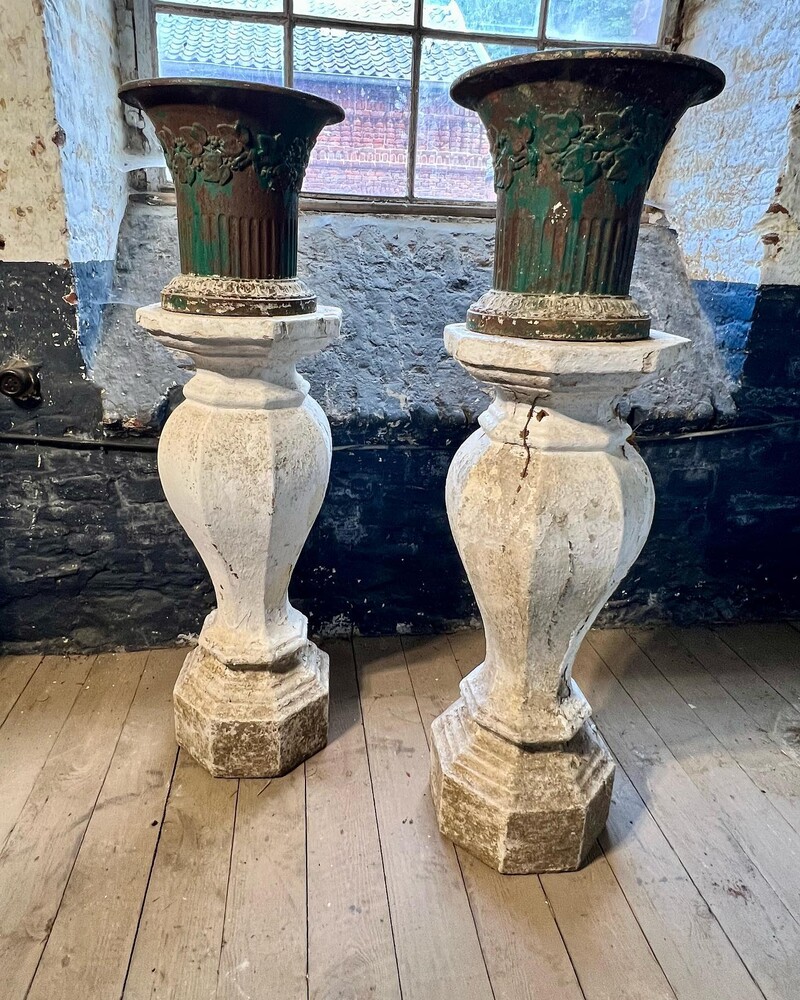 Pair of cast iron vases, late 19th century