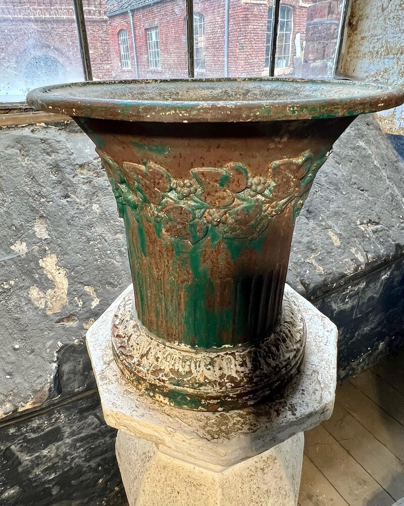 Pair of cast iron vases, late 19th century