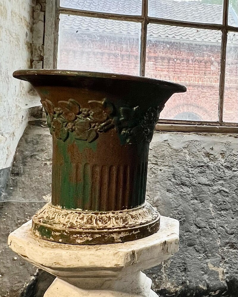 Pair of cast iron vases, late 19th century