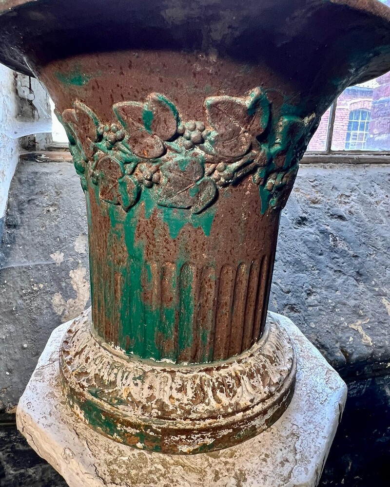 Pair of cast iron vases, late 19th century