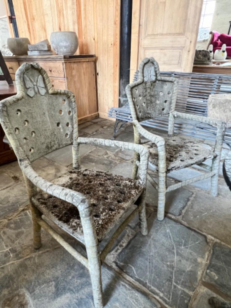 Pair of concrete armchairs, early 20th century 