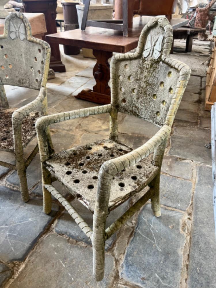 Pair of concrete armchairs, early 20th century 