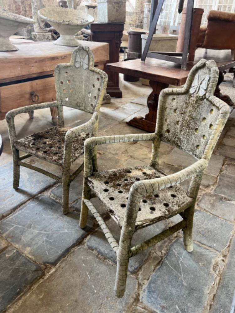 Pair of concrete armchairs, early 20th century 