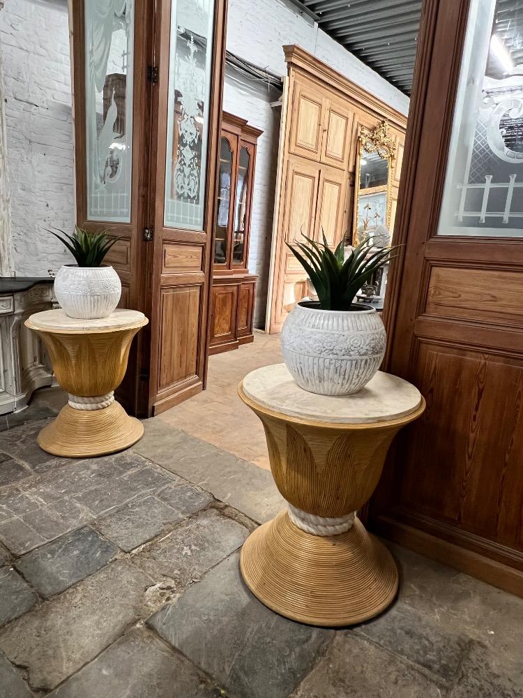 Pair of round tables, 20th century 