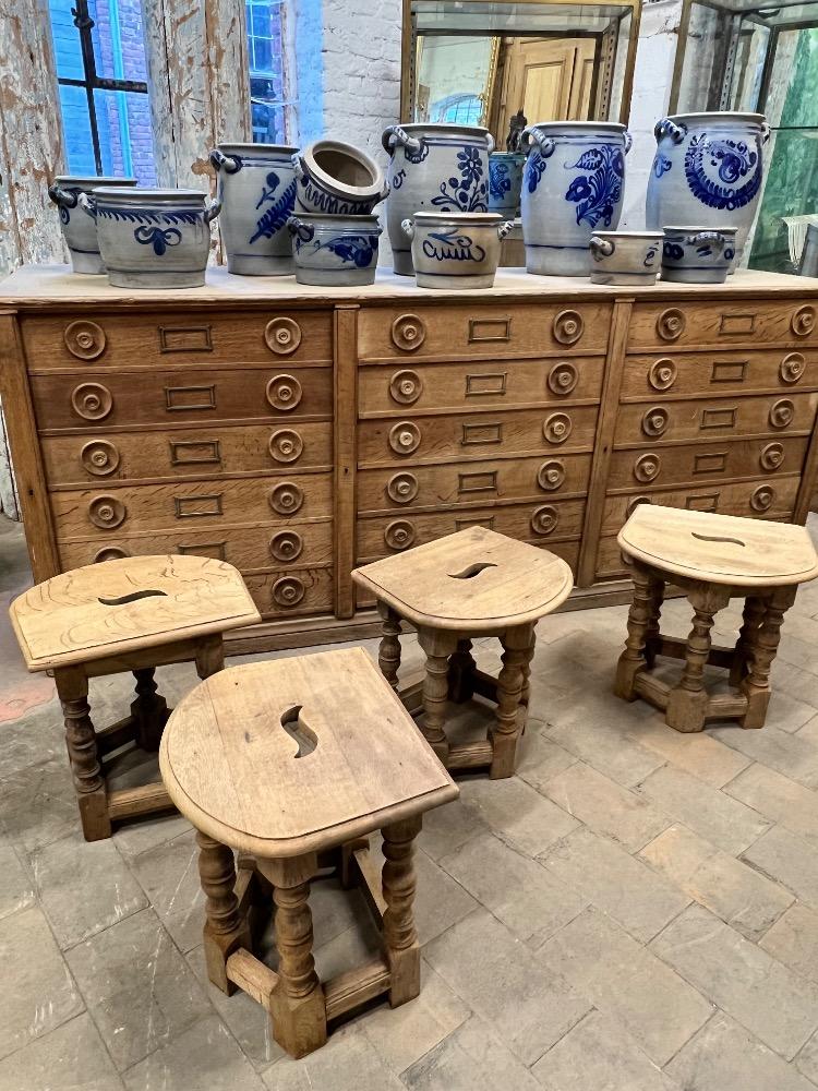 Series of 4 stools, mid-20th century 