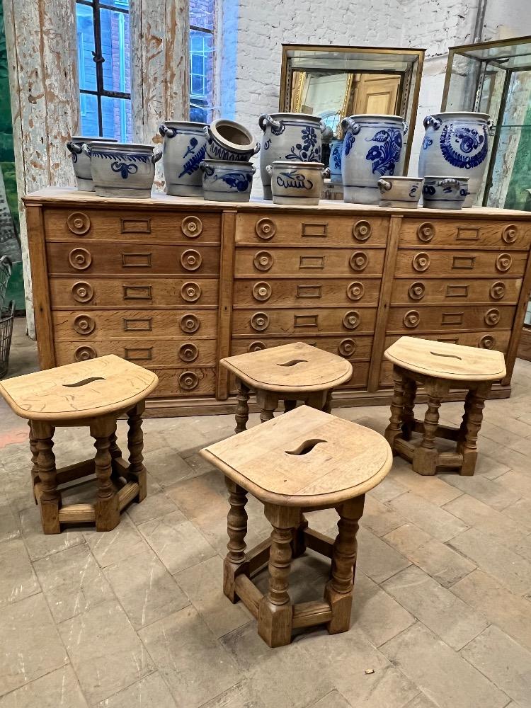 Series of 4 stools, mid-20th century 