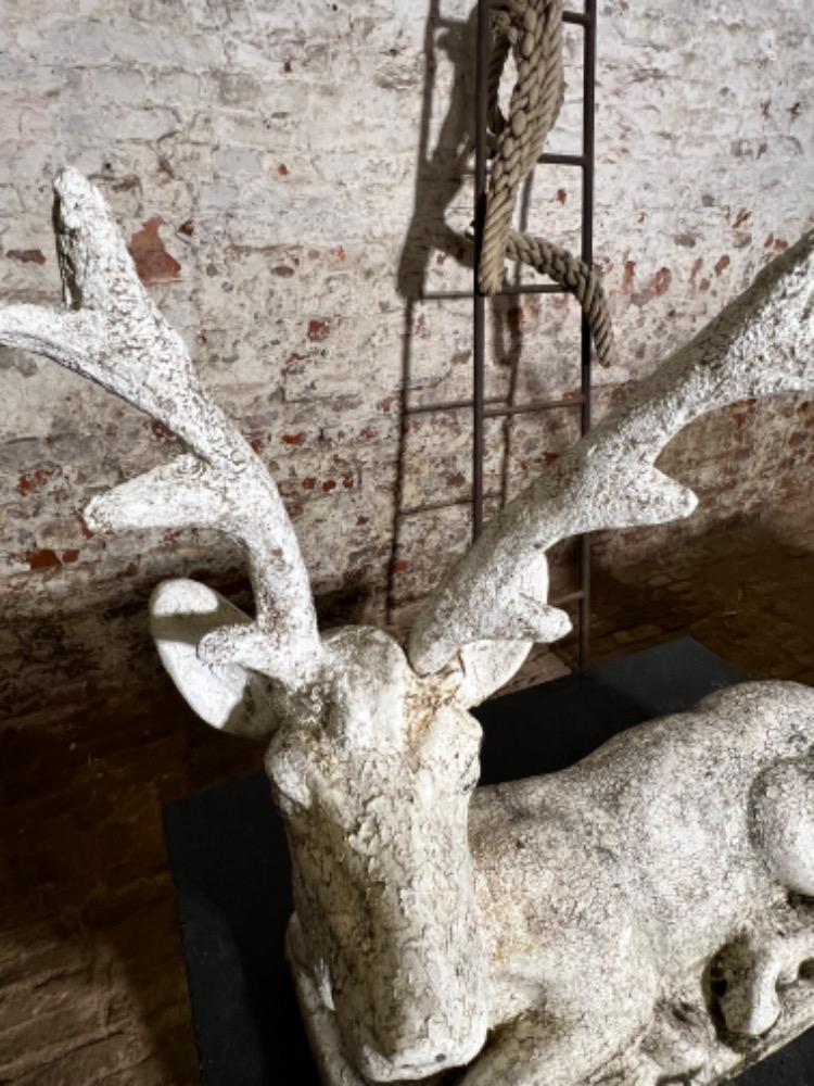 Set of 2 concrete deer, mid-20th century 