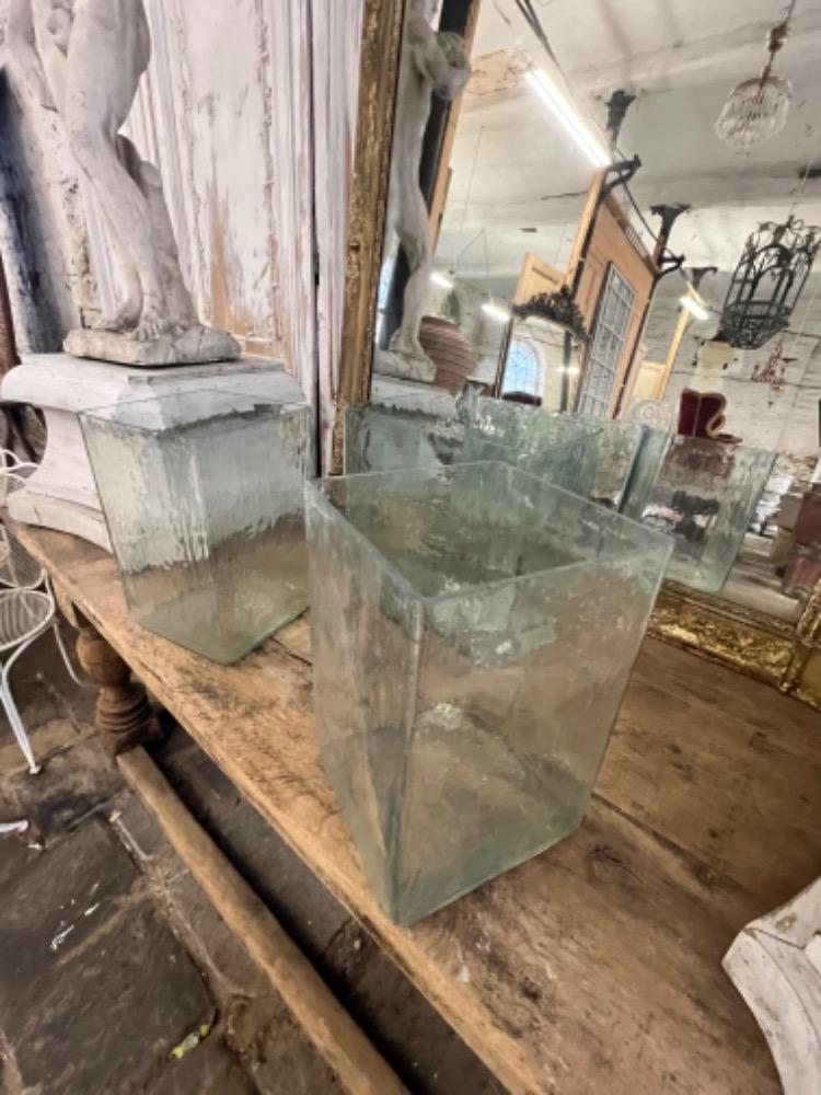 Set of 3 old glass tanks, mid-20th century 