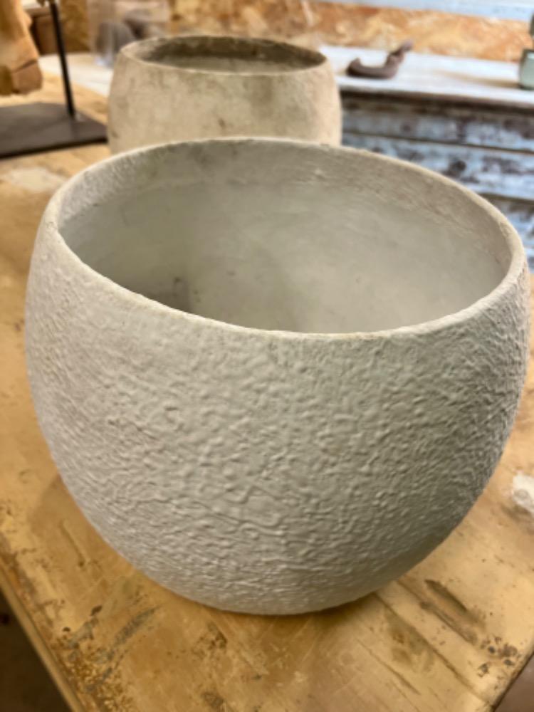 Set of 4 cement planters, mid-20th century 