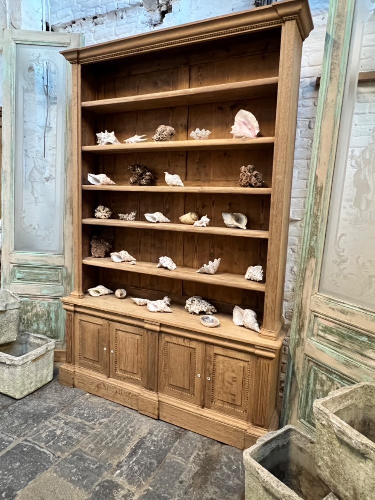 Washed oak bookcase, late 19th century 