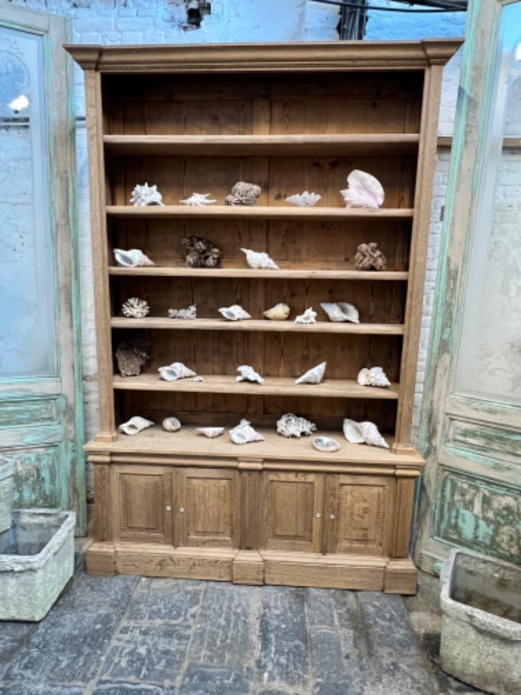 Washed oak bookcase, late 19th century 