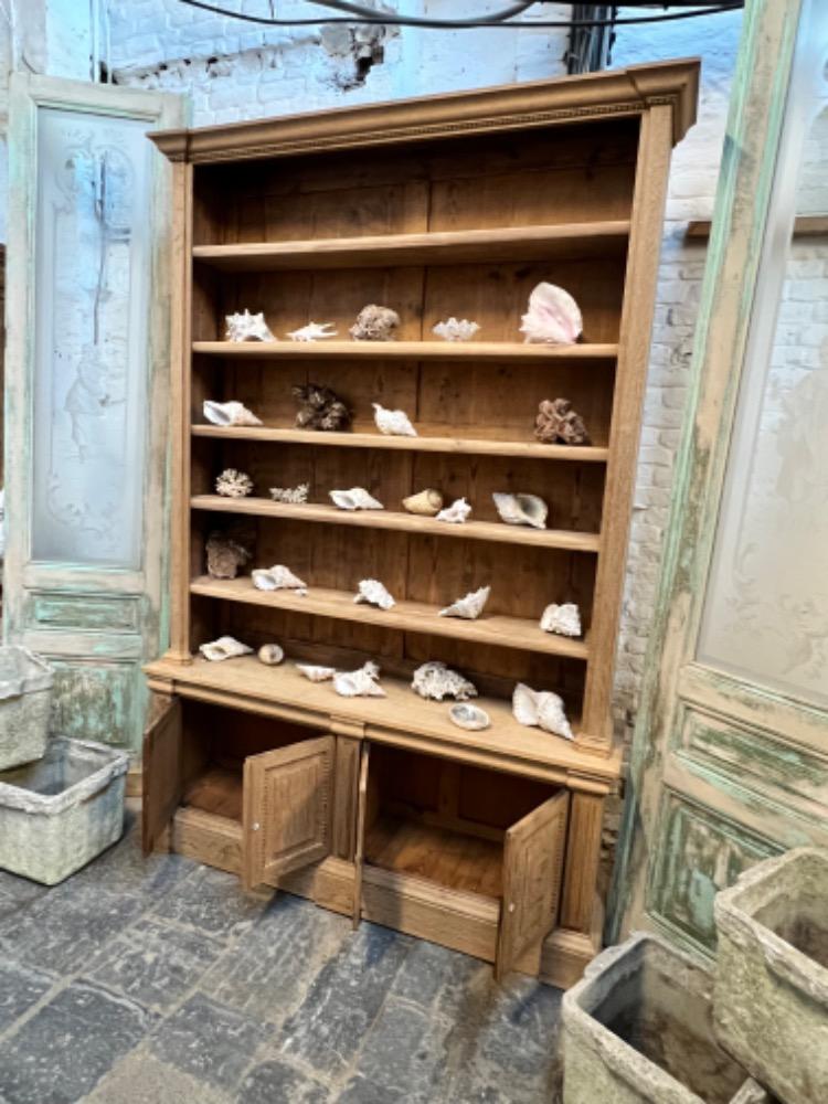 Washed oak bookcase, late 19th century 