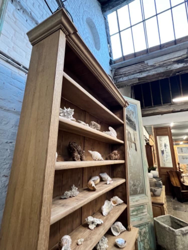 Washed oak bookcase, late 19th century 