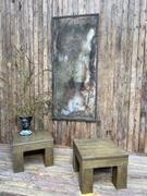 Pair side tables brand Ventura circa 1980, in wood covered with resin